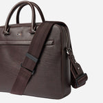 Side View of Ray Document Case in faux brown leather by BOSS.