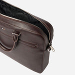 Open View of Ray Document Case in faux brown leather by BOSS.