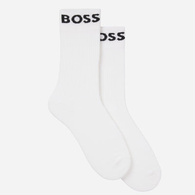 2-Pack Regular Length White Cotton Blend Socks from BOSS.