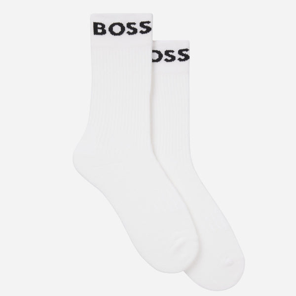 2-Pack Regular Length White Cotton Blend Socks from BOSS.