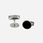 Round Brass Cufflinks with Onyx Insert from BOSS.