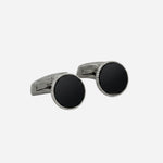 Round Brass Cufflinks with Onyx Insert from BOSS.
