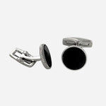 Round Brass Cufflinks with Onyx Insert from BOSS.