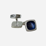 Square Brass Cufflinks with Blue Striped Enamel Insert from BOSS.
