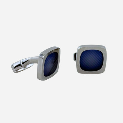 Square Brass Cufflinks with Blue Striped Enamel Insert from BOSS.