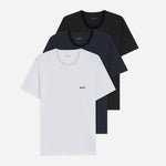 3-Pack Pure Cotton Classic Crew Neck T-Shirts in White, Black and Navy Blue from BOSS.