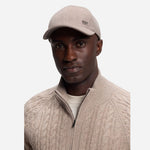 Model Wearing Wool and Silk Blend Cap with Logo Hardware from BOSS.