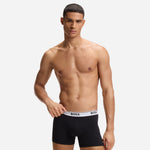 Model shot of 3-Pack Black Cotton Stretch Power Boxer Briefs from BOSS.