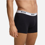 Model shot of 3-Pack Black Cotton Stretch Power Boxer Briefs from BOSS.