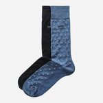 2-Pack Regular Length Dark Blue Cotton Blend Socks by BOSS.