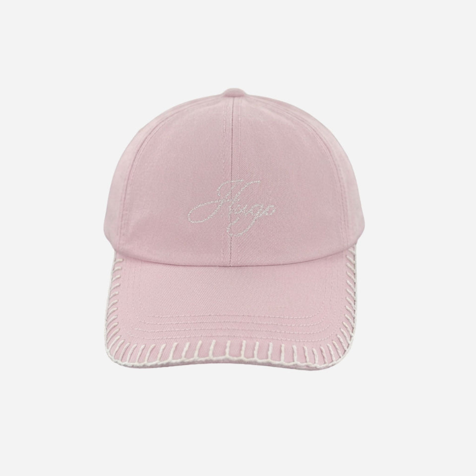 Ally Pink Cotton-Twill Cap with Embroidered Edges and Hugo Logo by BOSS.