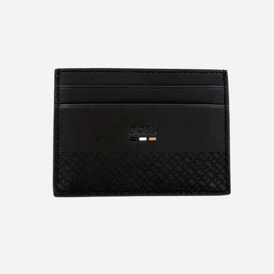 Ray Black 2CC Card Holder with Money Clip and Double 'B' Monogram Pattern by BOSS.