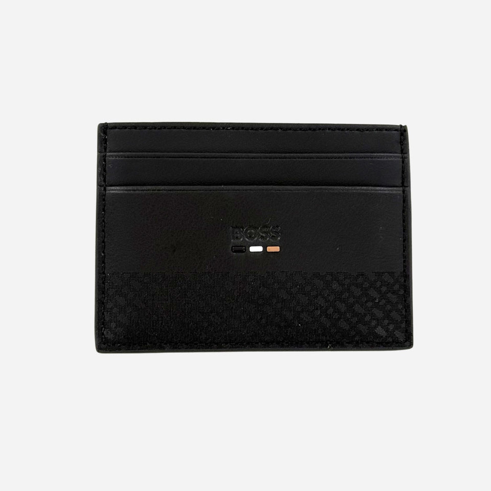 Ray Black 2CC Card Holder with Money Clip and Double 'B' Monogram Pattern by BOSS.