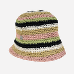 Side View of Calantha RA Multicolour Woven Bucket Hat with BOSS Metal Logo