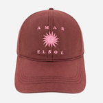 Lilyan Red Cotton-Twill Cap with Pink Sun Logo by BOSS.