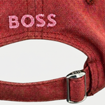 Close Up View of Lilyan Red Cotton-Twill Cap with Pink Sun Logo by BOSS.