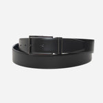 Men’s Gomero Black and Navy Blue Reversible Leather Belt with Plaque and Pin Buckles by BOSS.
