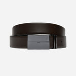 Men’s Gomero Black and Navy Blue Reversible Leather Belt with Plaque and Pin Buckles by BOSS.
