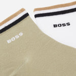 Close up of Pack of 2 Short Socks With Signature Stripe Cuffs by BOSS.
