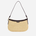 Raffia shoulder bag with Double B monogram charm by BOSS.
