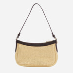 Back View of Raffia shoulder bag with Double B monogram charm by BOSS.