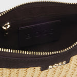 Inside View of Raffia shoulder bag with Double B monogram charm by BOSS.