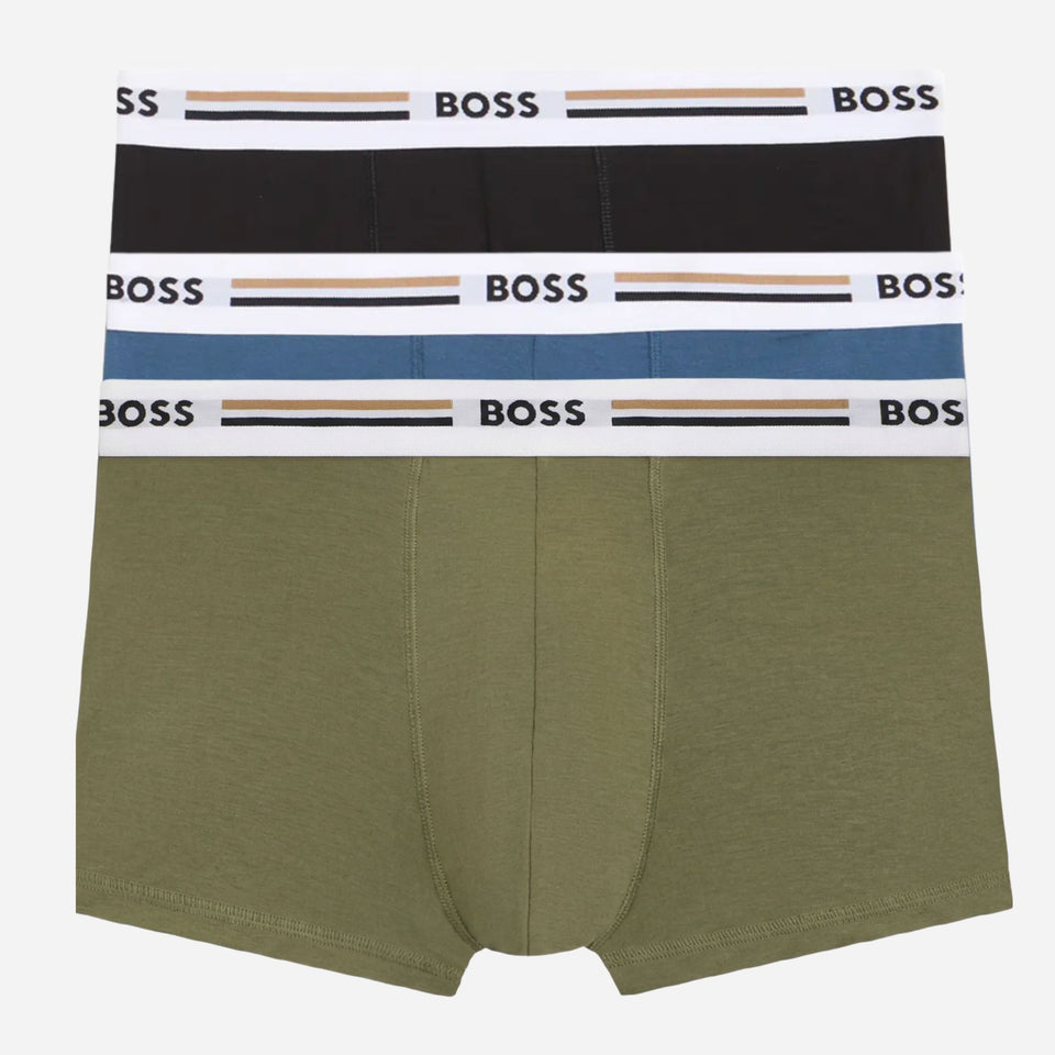 Revive Viscose Stretch Boxer Shorts in Green, Navy, and Light Blue by BOSS.