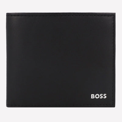 This BOSS leather wallet is made from smooth black leather.