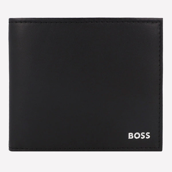 This BOSS leather wallet is made from smooth black leather.