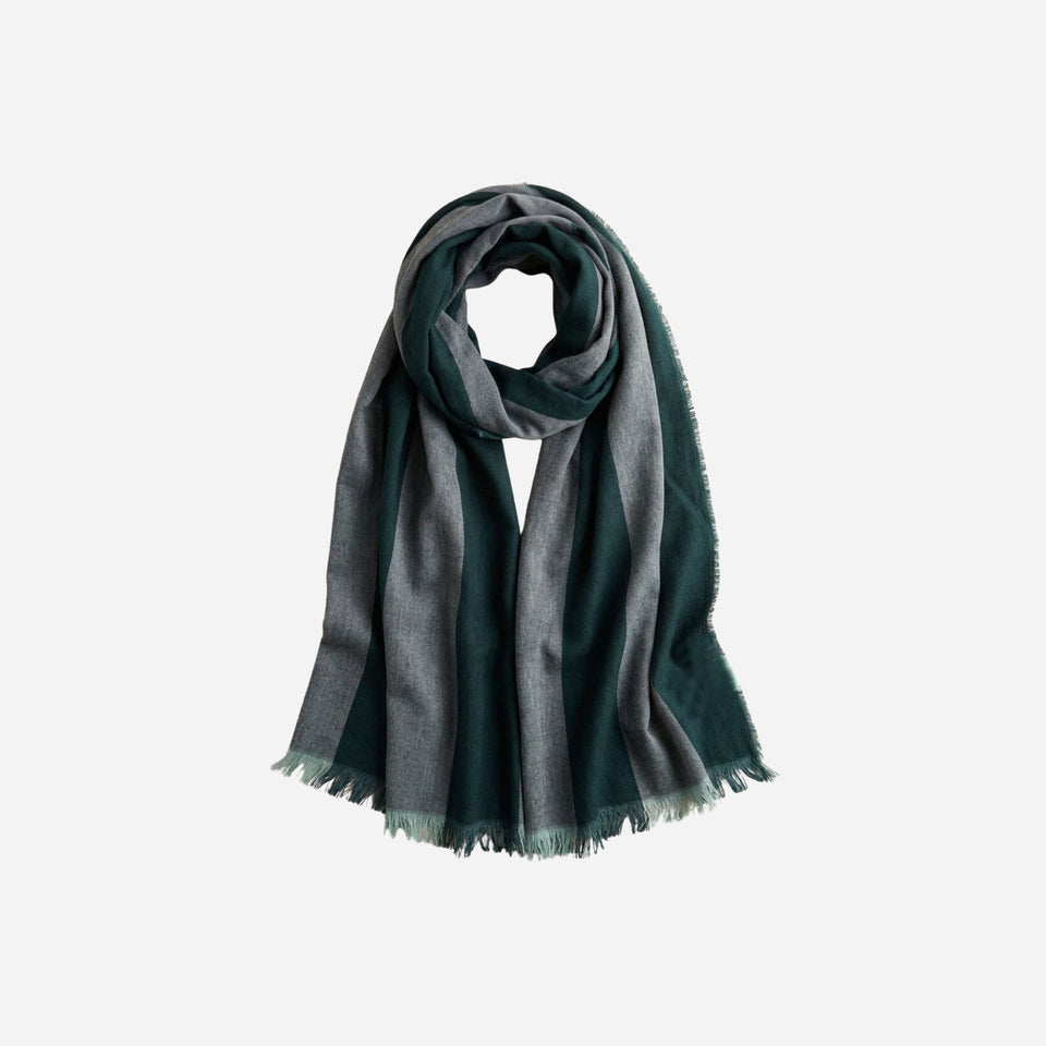 Blue Cotton Block Stripe Scarf with Large Logo by Paul Smith