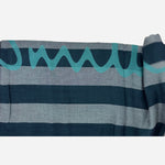 Blue Cotton Block Stripe Scarf with Large Logo by Paul Smith
