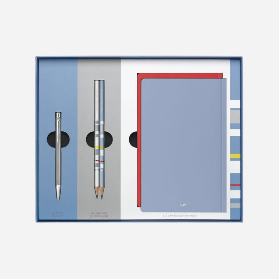 Limited Edition Ecridor Retro Palladium-Coated Ballpoint Pen, Pencils & HAY Notebooks Set from Caran d`Ache.