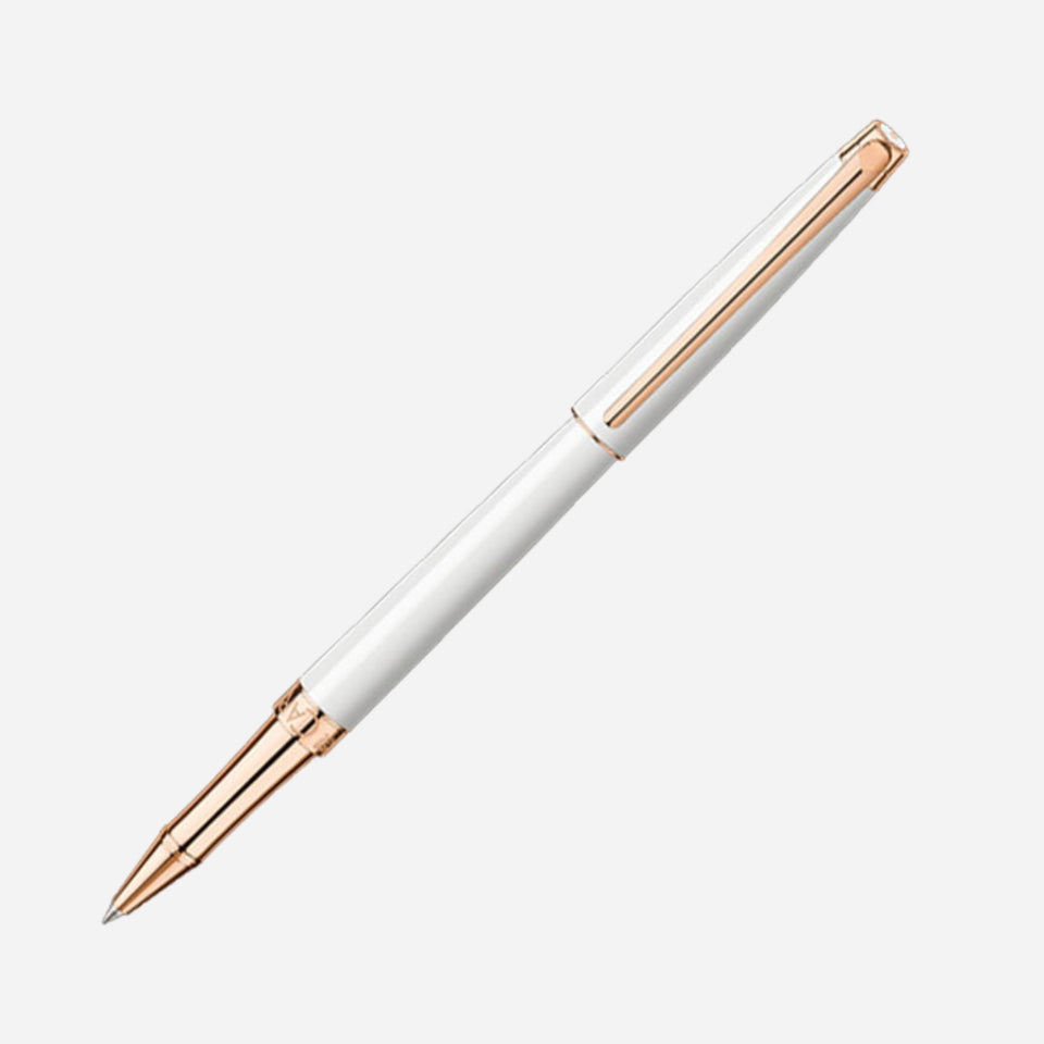 Léman Slim White & Rose Gold Rollerball Pen by Caran d'Ache.