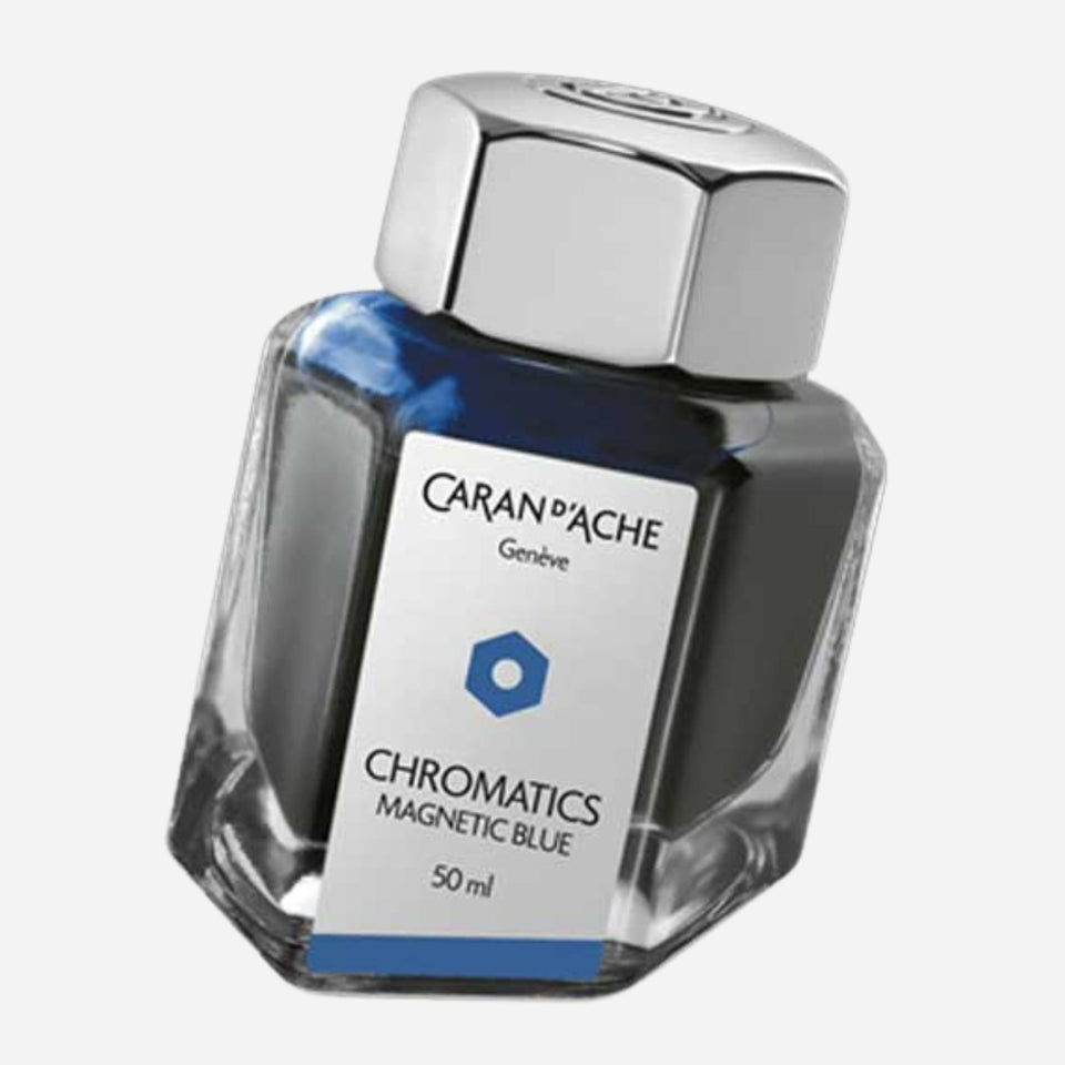 Magnetic Blue Chromatics Ink Bottle 50ml from Caran d'Ache.