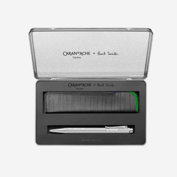Caran d'Ache X Paul Smith Ballpoint Pen Ecridor with Black Leather Case Gift Set
