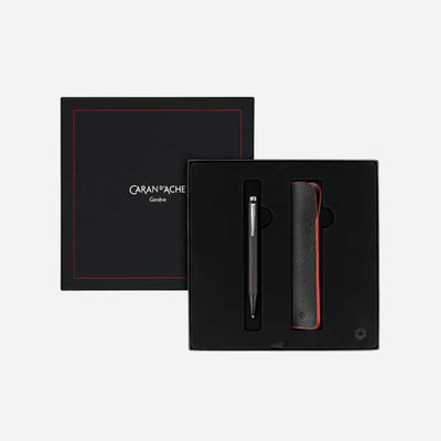 Black Ecridor Racing Ballpoint Pen & Slim Pen Case Set by Caran d`Ache.