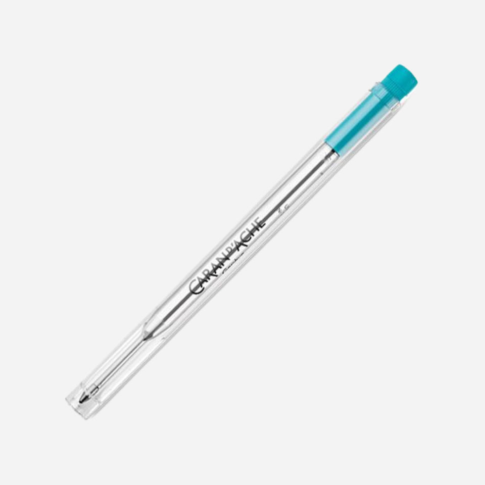 Goliath Ballpoint Pen Refill (M) in Turquoise by Caran d`Ache.