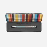 Open View of Caran d'Ache X Paul Smith 849  'Signature Stripe' Silver Ballpoint Pen