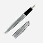 Open View of Guilloché Silver Tone Fountain Pen from Cross.