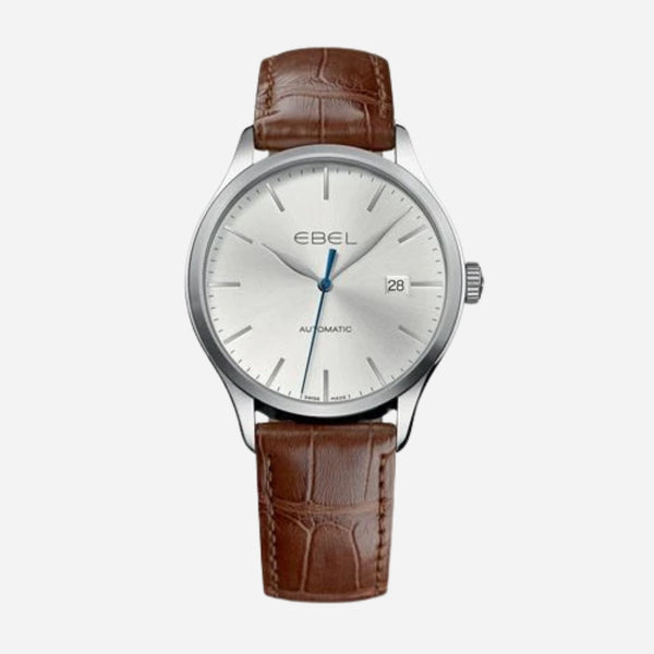 Men's Automatic Brown Leather Strap Watch by EBEL