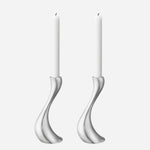 Georg Jensen 2 Pack of Stainless Steel Matte Cobra Small Candle Holders.