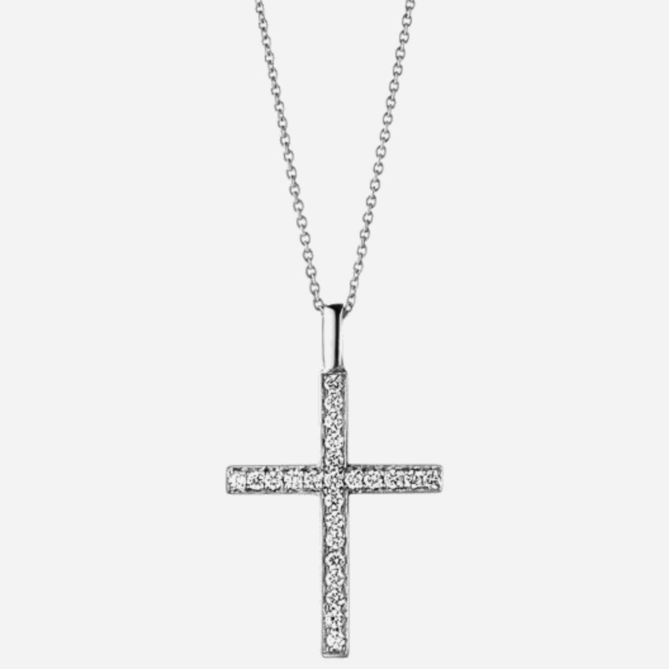 18KT White Gold Diamond Cross  Pendant from Georg Jensen.