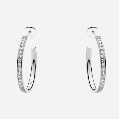 Georg Jensen 18 KT White Gold Magic Diamond Hoop Earrings