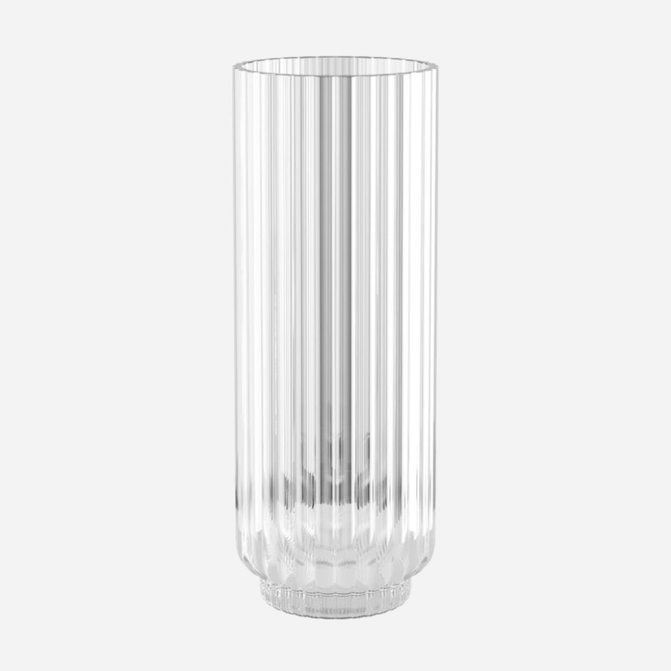Georg Jensen Bernadotte Round Tall Ribbed Glass Vase.