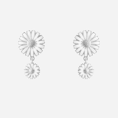 Sterling Silver & White Enamel Double Daisy Earrings from  Georg Jensen.