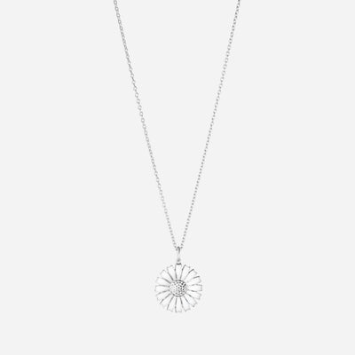 White Enamel Sterling Silver Daisy Pendant from Georg Jensen.