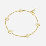 Georg Jensen Daisy Flowers 18 kt. Gold Plated Sterling Silver Bracelet with white enamel petals.