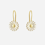 Georg Jensen Daisy 18 kt. Gold Plated Sterling Silver and White Enamel Earhooks