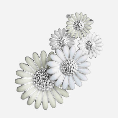 Georg Jensen White Enamel Single Daisy Large Ear Cuff - Left Ear