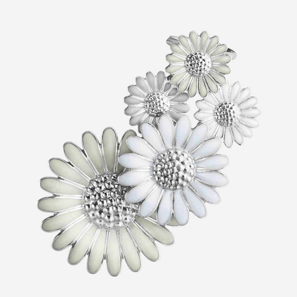 Georg Jensen White Enamel Single Daisy Large Ear Cuff - Left Ear